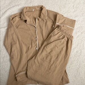 Tan Button-Up Pajama Set